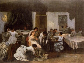  Girl Painting - Dressing the Dead Girl Dressing the Bride Realist Realism painter Gustave Courbet